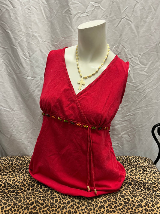 M/L - Red Beaded Detail Blouse
