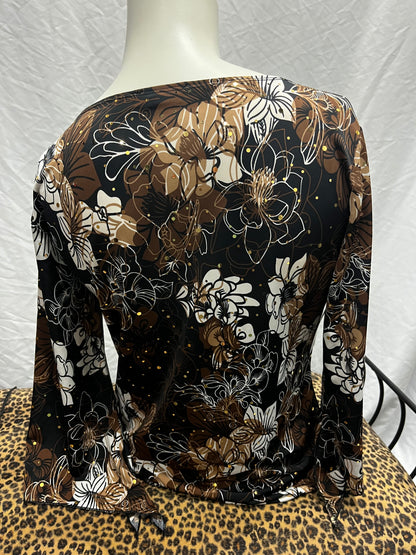 M - Brittany Black Y2K Sequin Bell Sleeve Blouse