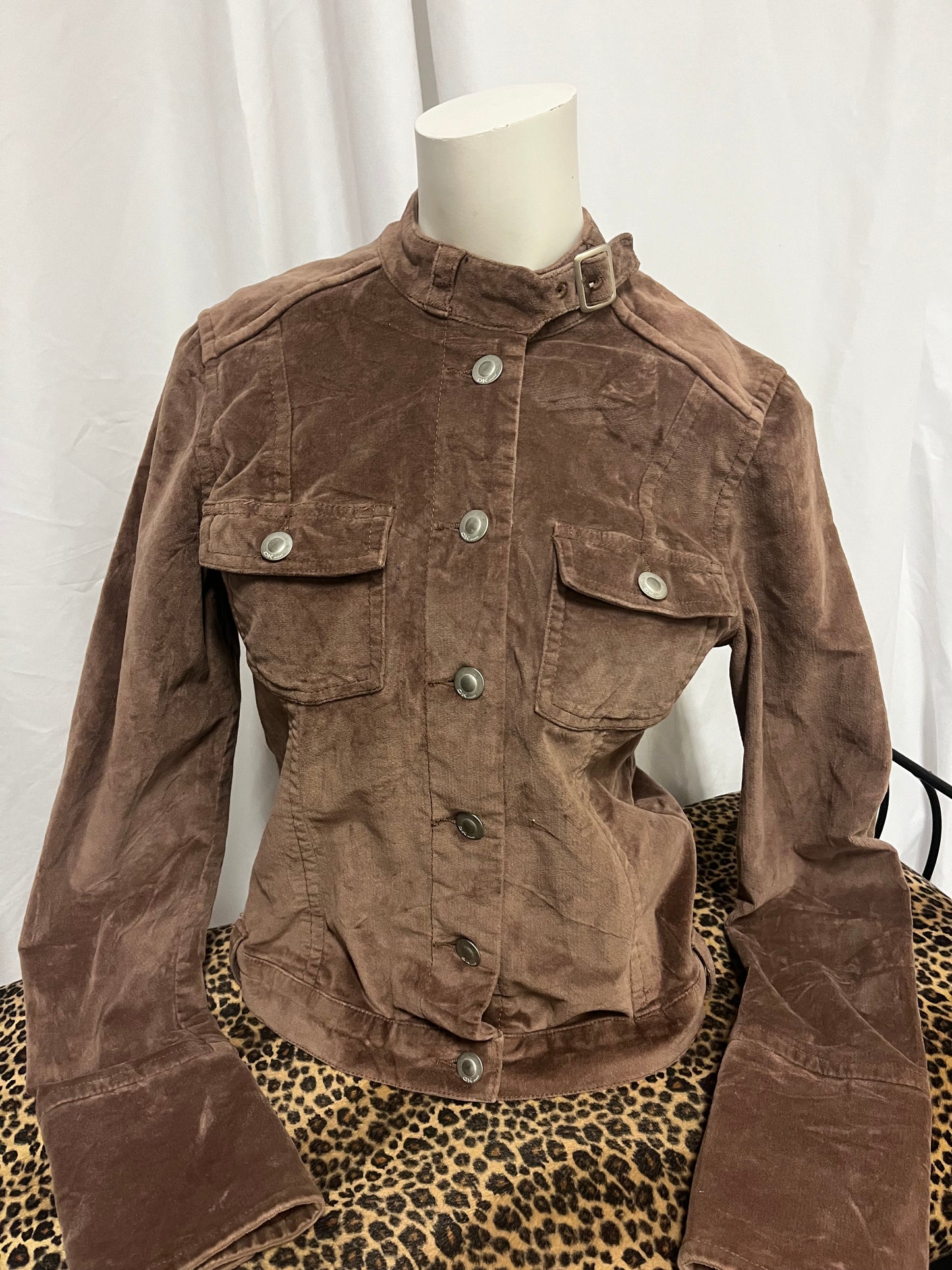 L - OK! Jeans Y2K Brown Velvet Buckle Jacket