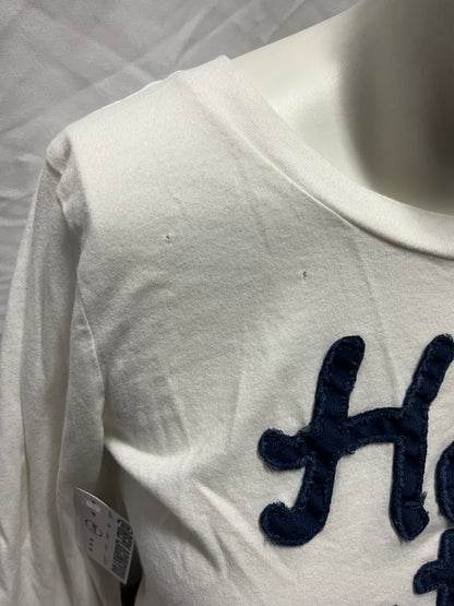 L - Hollister 2000s White Applique Long Sleeve Top