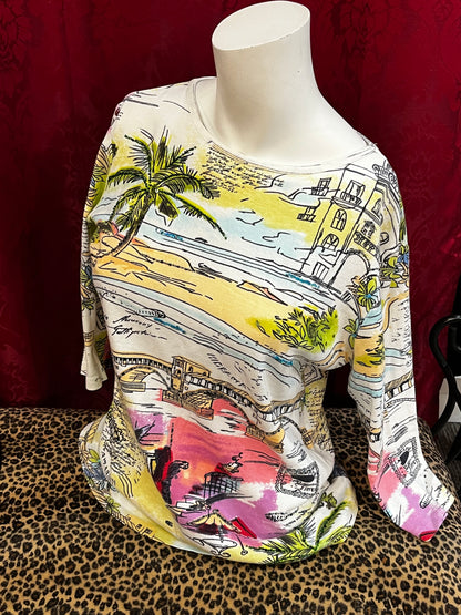 S - 2000s Beaded Beach Graphic Top