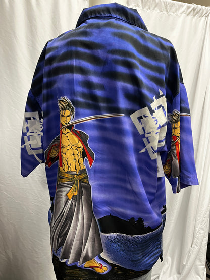 M/L - One O One Network Y2K Anime Graphic Button Shirt