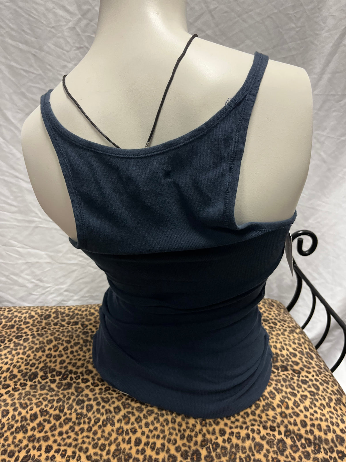 M - Hollister Y2K Navy Ribbed Ruffle Cami