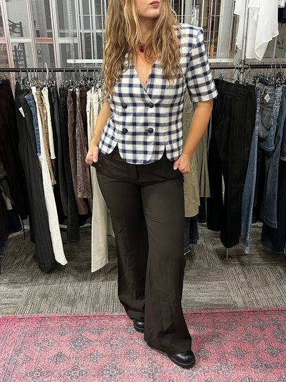L - Chablis 70s Plaid Blazer Top