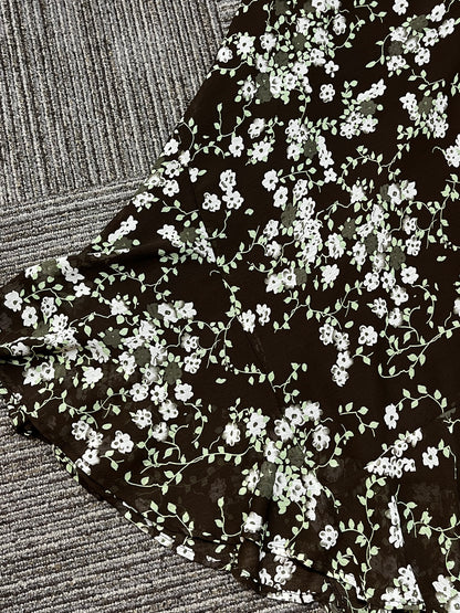 SZ 12 - Tradition Brown + Green Mesh Overlay Skirt