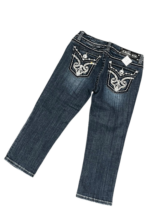 29" - Y2K LA IDOL studs + Diamonds Denim Capri