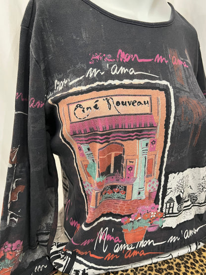L - Katina Marie Art Nouveau Graphic Top