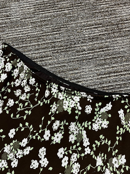 SZ 12 - Tradition Brown + Green Mesh Overlay Skirt