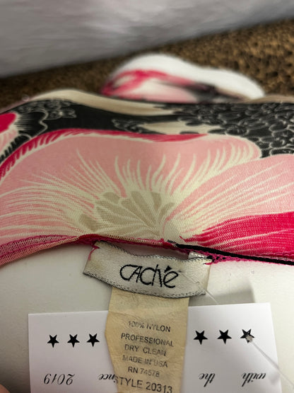 XS - Cache Y2K Pink Floral Sheer Wrap Blouse