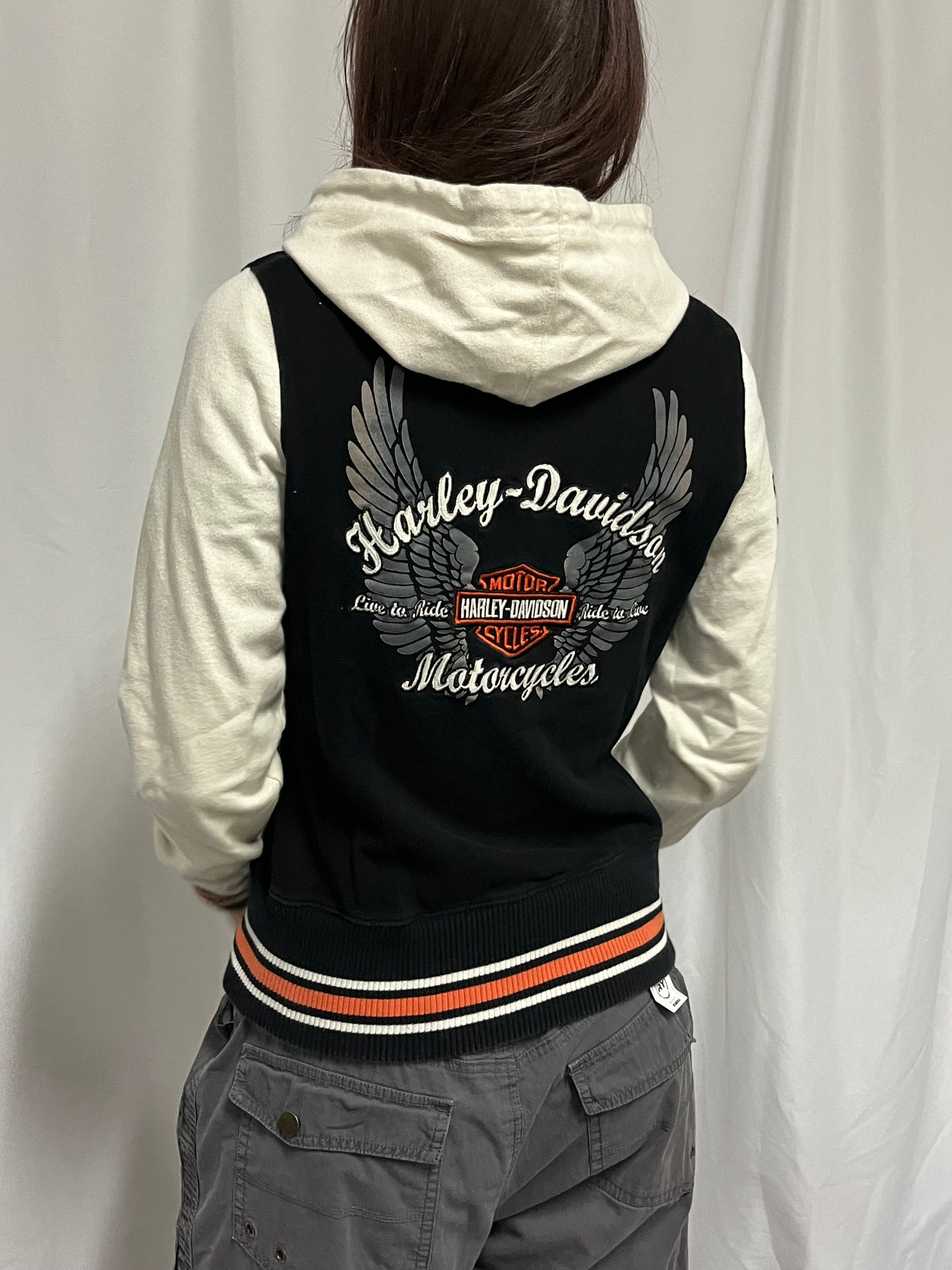 S - Harley Davidson Embroidered Zip Hoodie Jacket