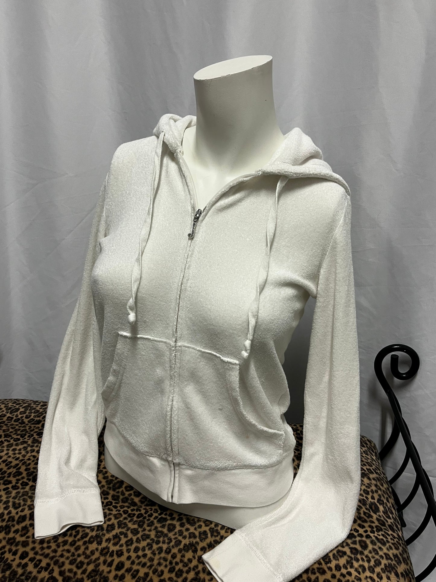 XS - Juicy Couture Y2K White Terry Zip Hoodie