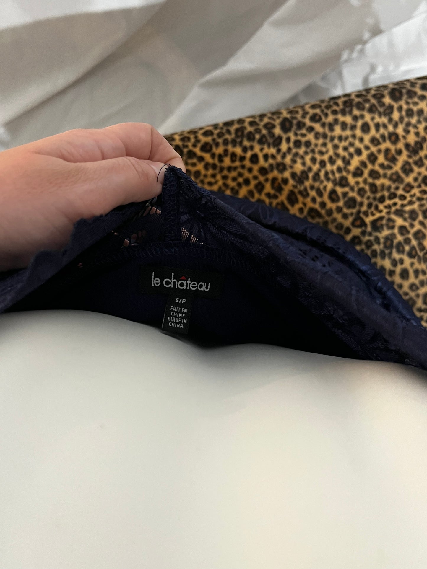 S - Le Chateau 2000s Navy Beaded Top