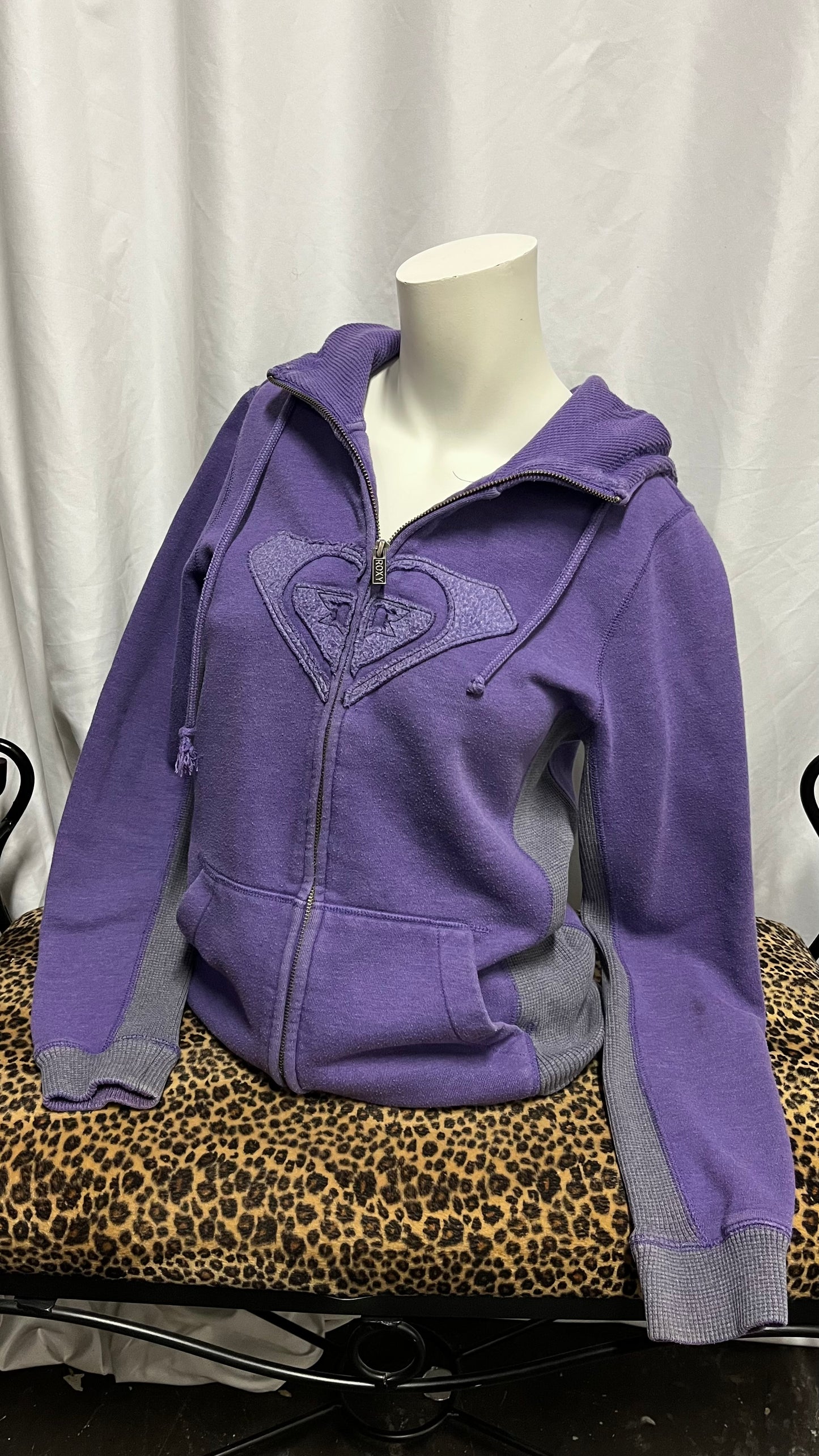 Roxy Y2K Applique Purple Zip Hoodie