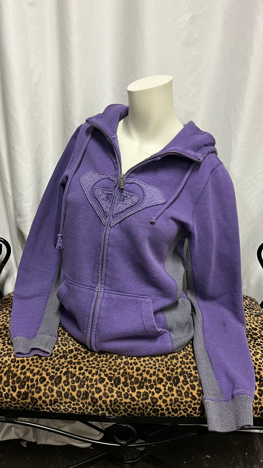 Roxy Y2K Applique Purple Zip Hoodie