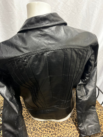 XS/S - Jeffrey Alan 90s Genuine Leather Fitted Zip Jacket