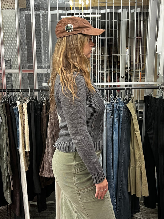 Hat - Brown Canvas Military Hat w/ Patches