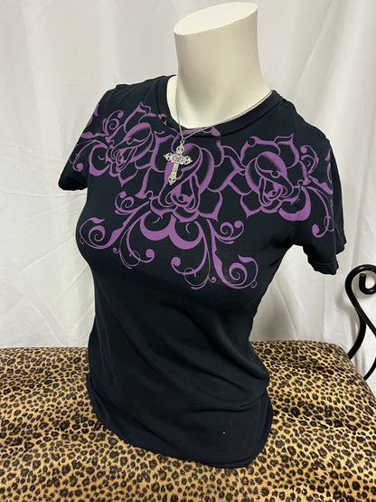 M - In Vein Y2K Rhinestone Wings Graphic Top