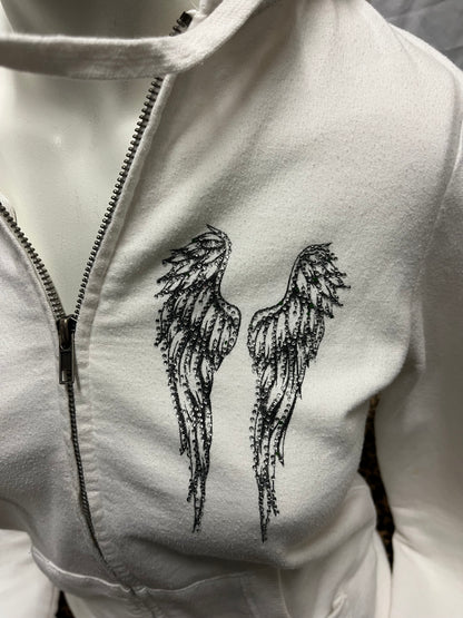 S - Sara Mode Y2K Rhinestone Wings Zip Hoodie