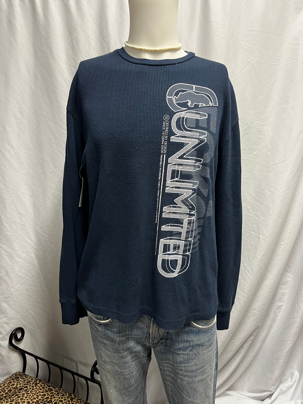 L - Ecko Unltd. Y2K Graphic Waffle Thermal Long Sleeve