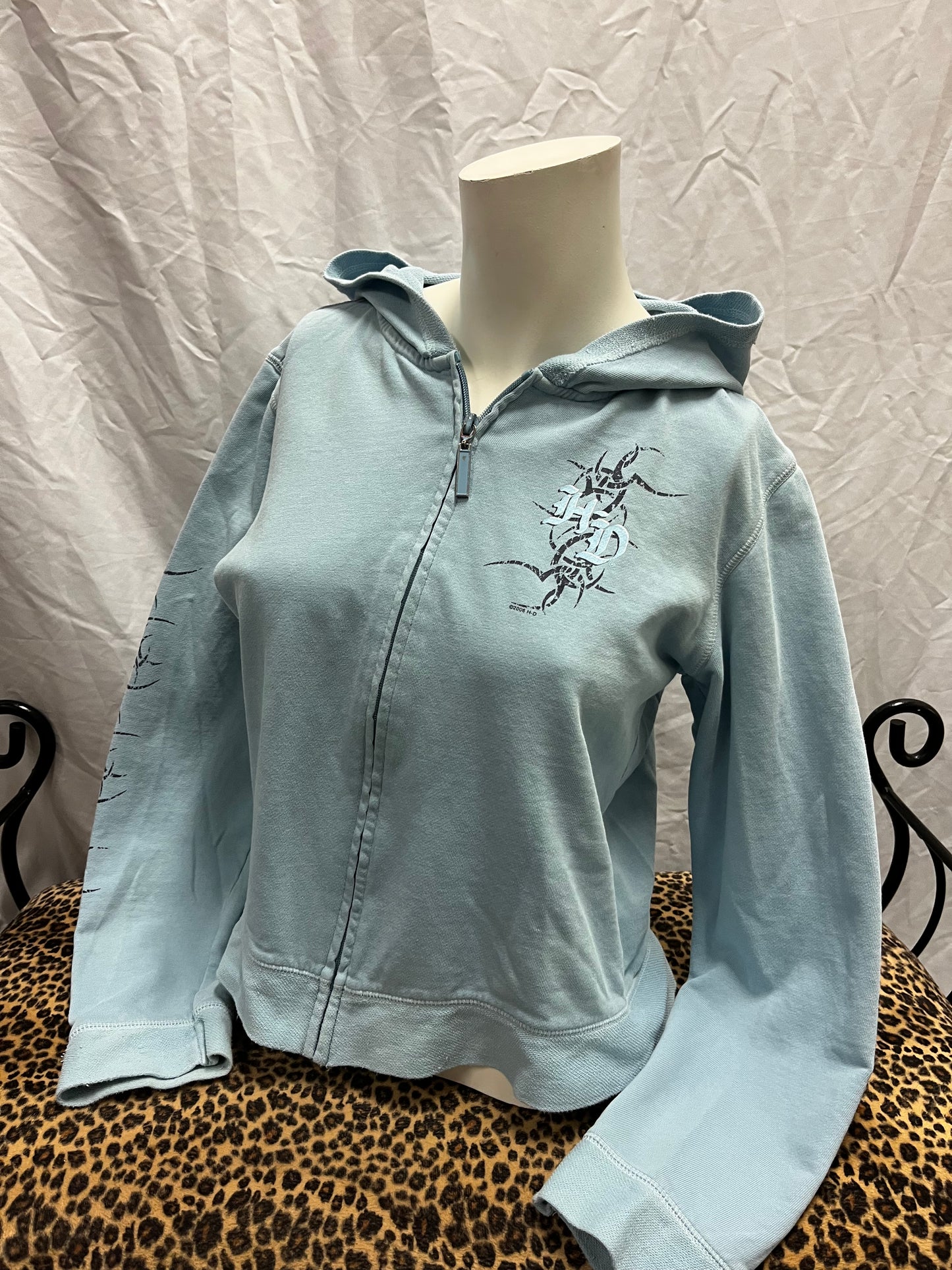 M - Harley Davidson 2006 Baby Blue Zip Hoodie
