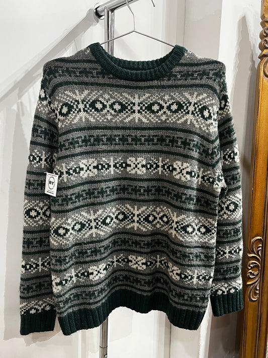M - Frank And Oak Wool Blend Patterned Knit Sweater