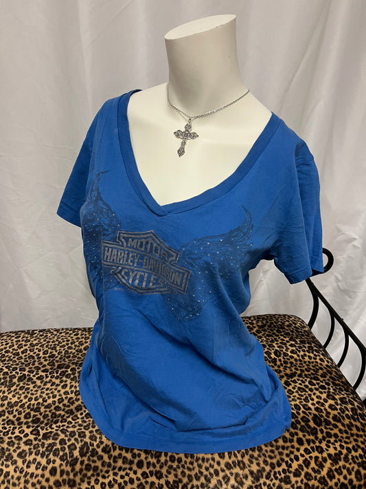 XL - Harley Davidson Wings V-Neck Graphic Tee