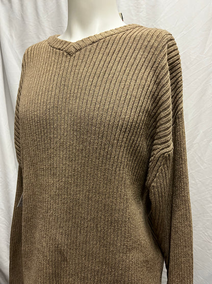 L - Northern Elements 90s Beige Ribbed Knit Sweater