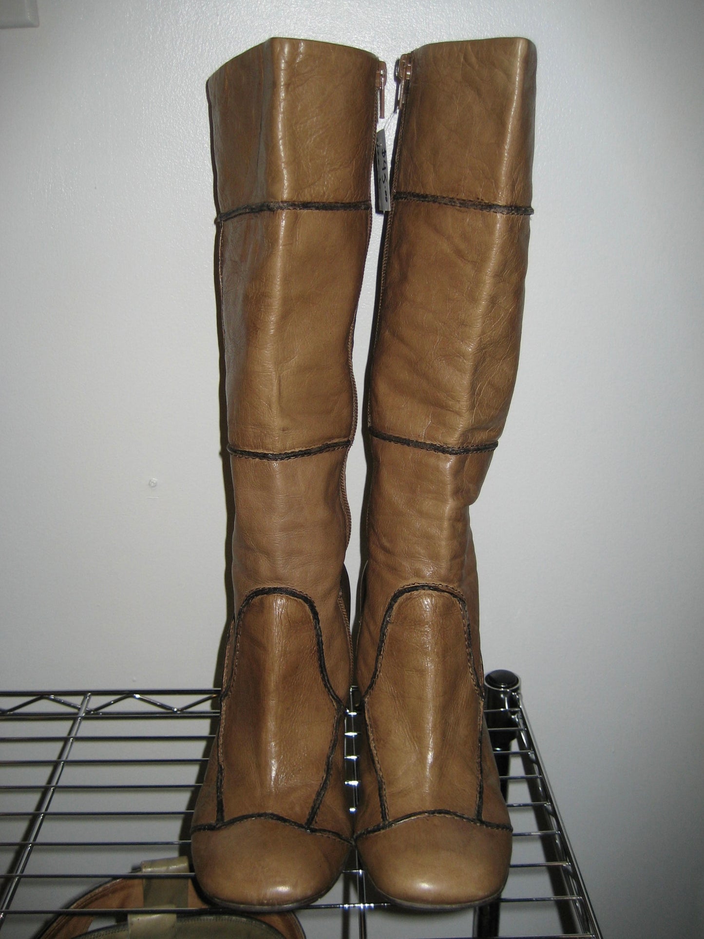 Aldo Y2K Beige Leather Heeled Boot