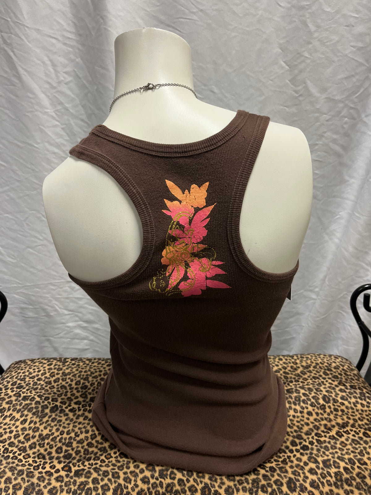 M - Garage Y2K Brown Flower Graphic Tank