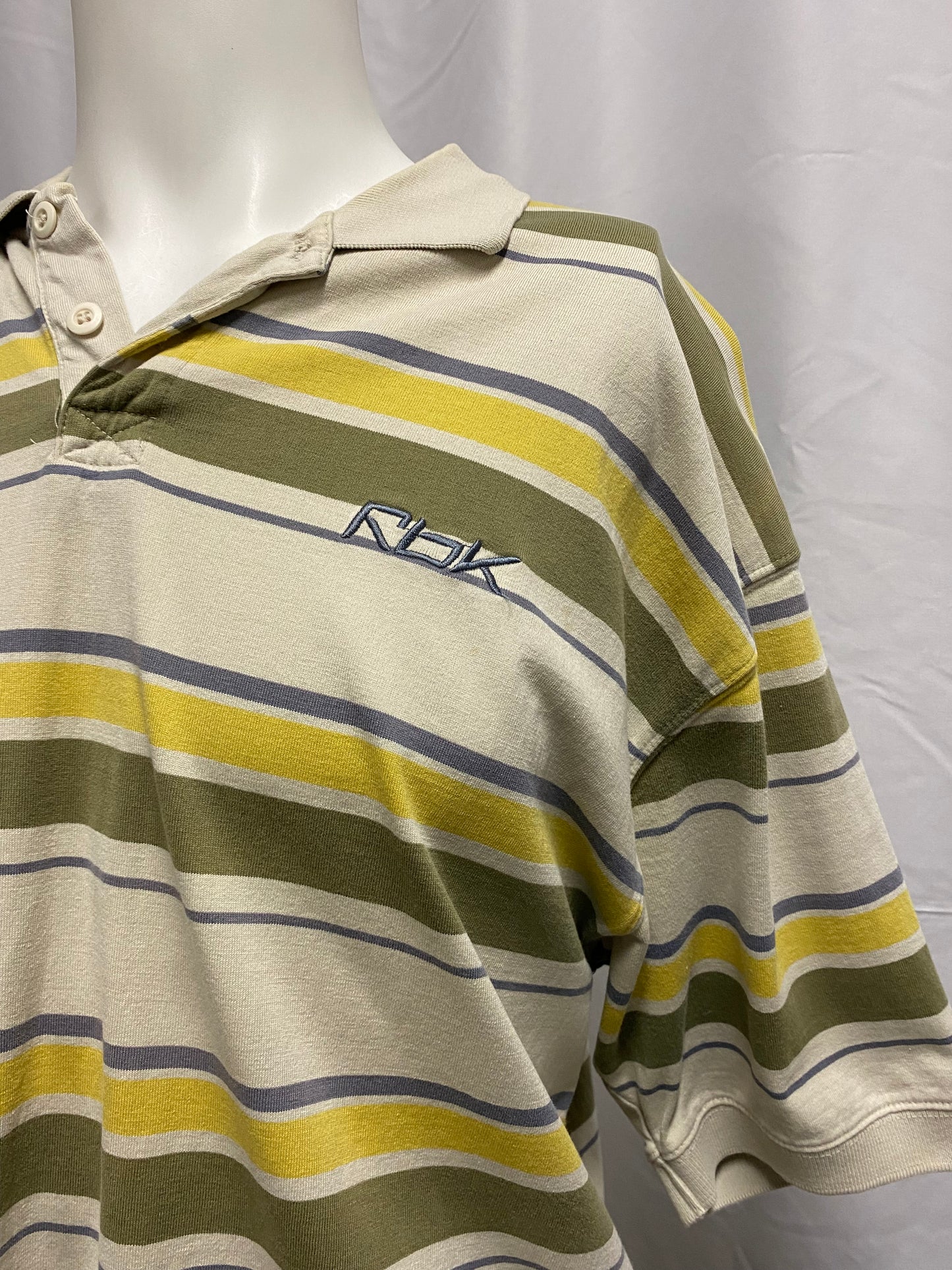 L - Reebok 90s Striped Polo Tee