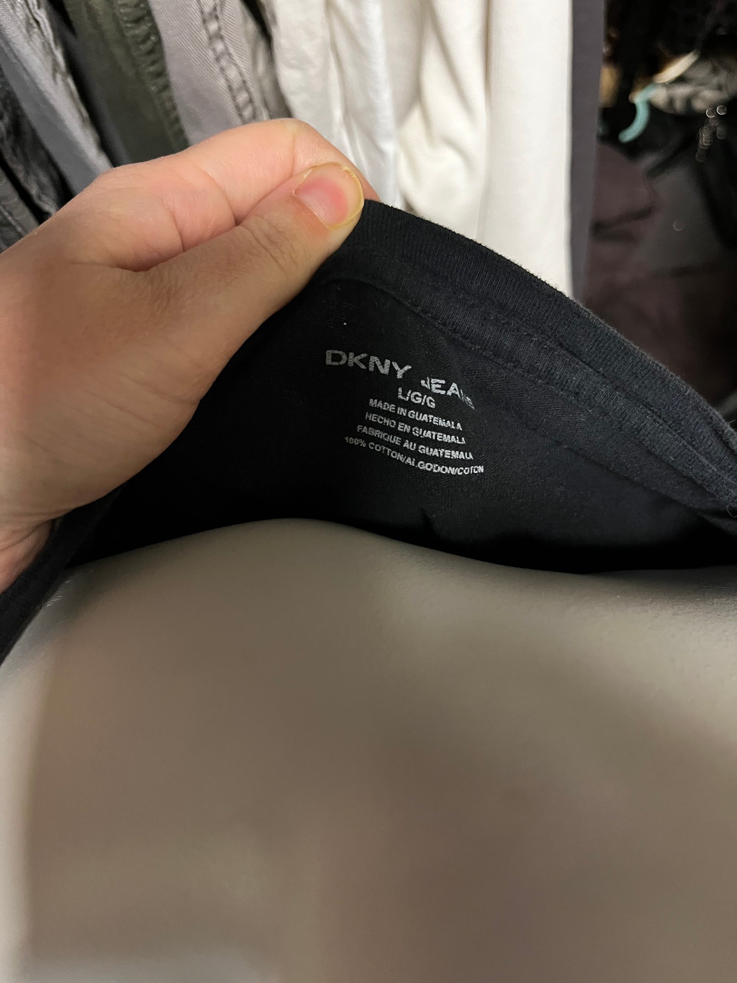 L/XL - DKNY Jeans Rhinestone Long Sleeve Top