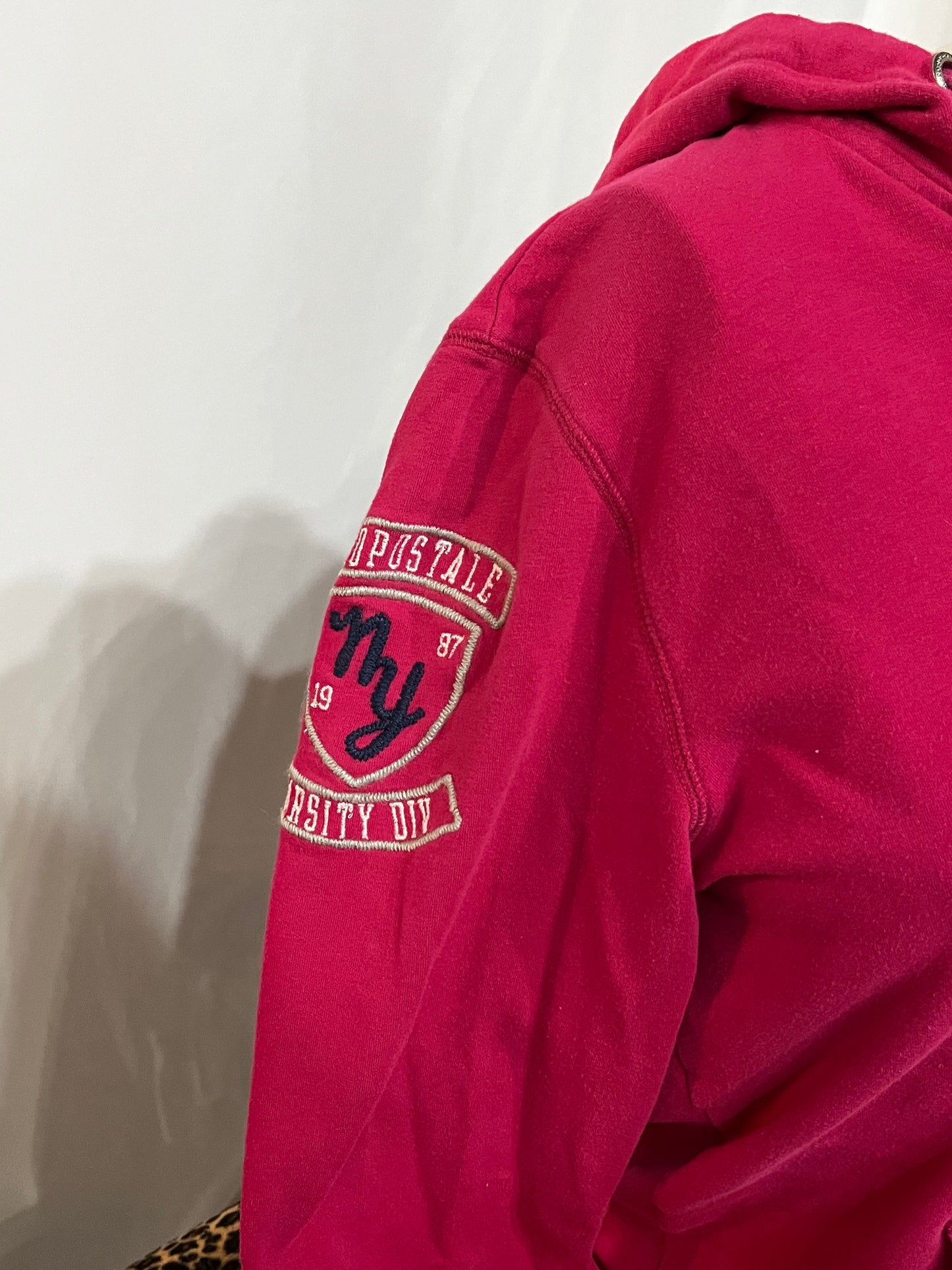 XL - Aeropostale Y2K Applique Pink Zip Hoodie