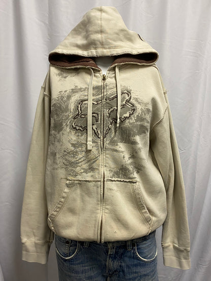 L - FOX Racing Y2K Cream Logo Zip Hoodie