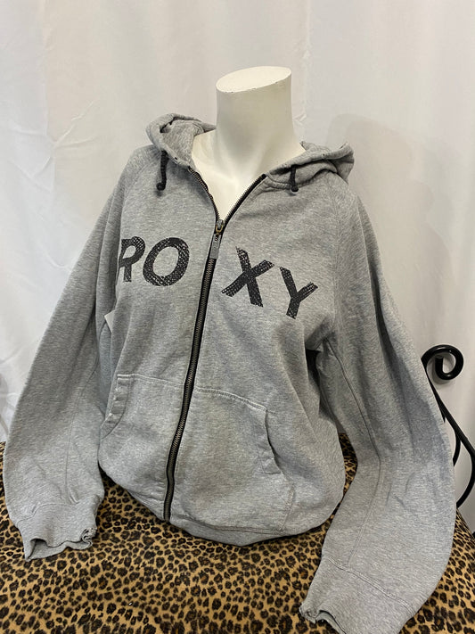 M - Roxy Y2K Spellout Grey Zip Hoodie