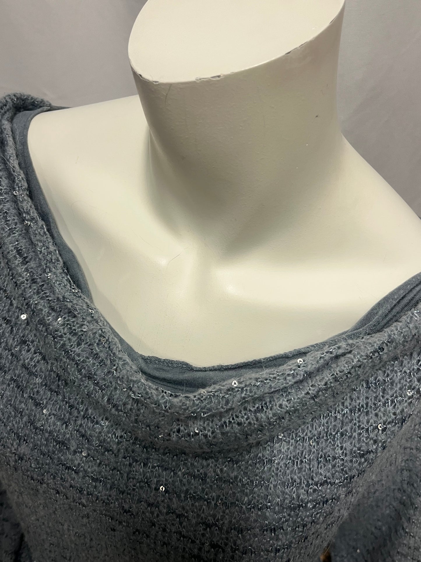 L - New Collection 2000s Sequin Drape Sweater Top
