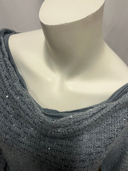 L - New Collection 2000s Sequin Drape Sweater Top