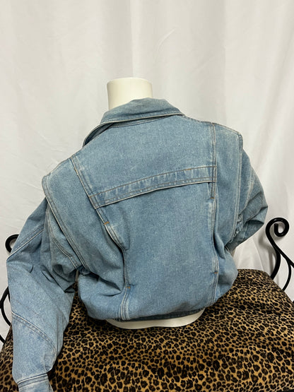 XS - Vintage 80s Light Wash Heavy Denim Jacket