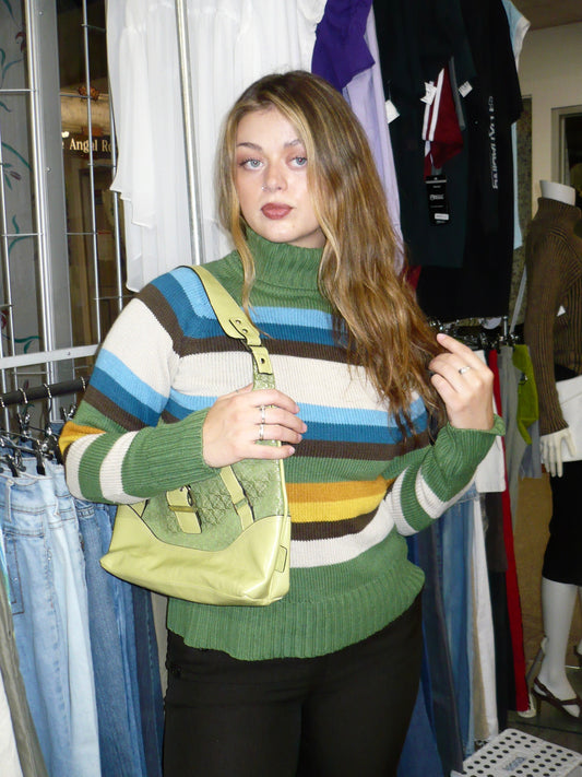 M - Suzy 2000s Striped Knit Turtleneck
