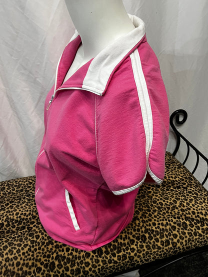 M/L - Pink 2000s Sport Zip Short Sleeve Sweatshirt