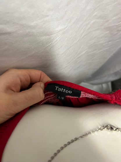 L - Tattoo Y2K Red Smocked Blouse