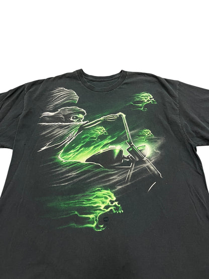 L/XL - Grim Reaper 2000s Green Flames Graphic Tee
