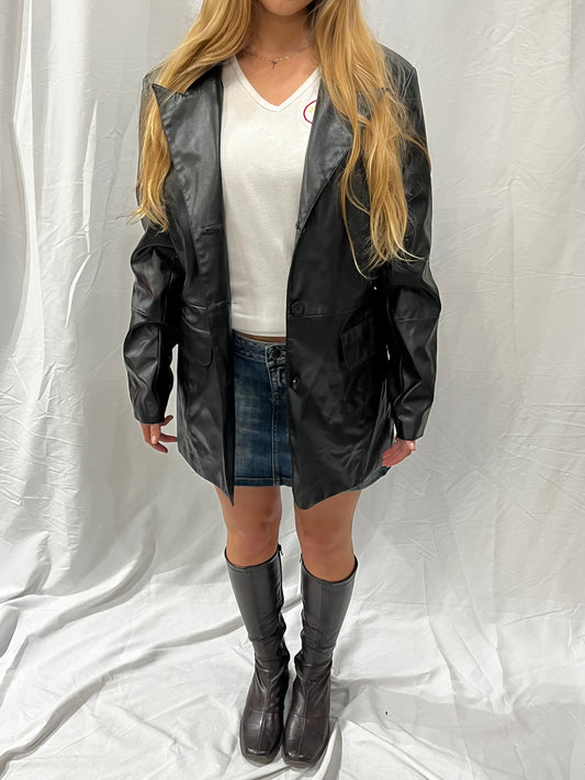 L - Mosphe 90s Faux Leather Jacket
