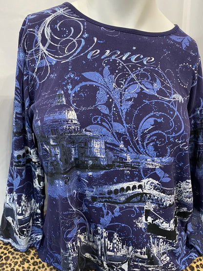 L - Venice Rhinestone AOP Graphic Top