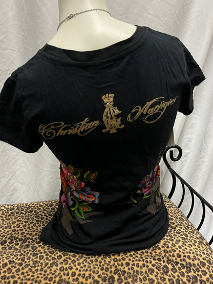 XS/S - Christian Audigier Y2K Rhinestone Tattoo Top