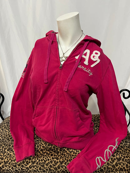 XL - Aeropostale Y2K Applique Pink Zip Hoodie