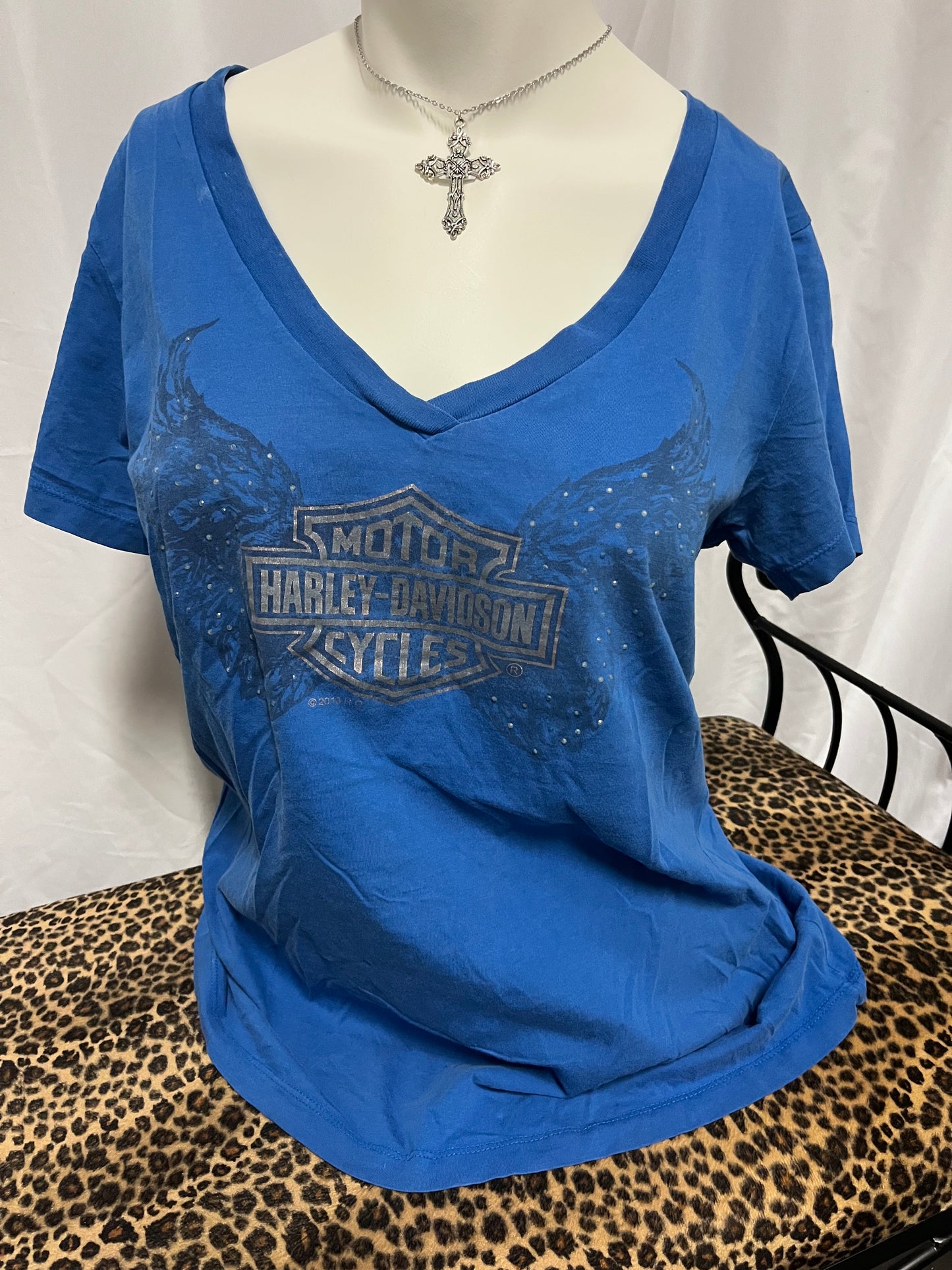 XL - Harley Davidson Wings V-Neck Graphic Tee
