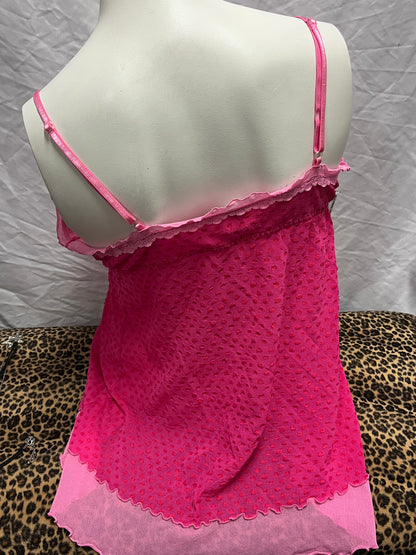 L - Hanky Panky Y2K Pink Ruffle Cami Top