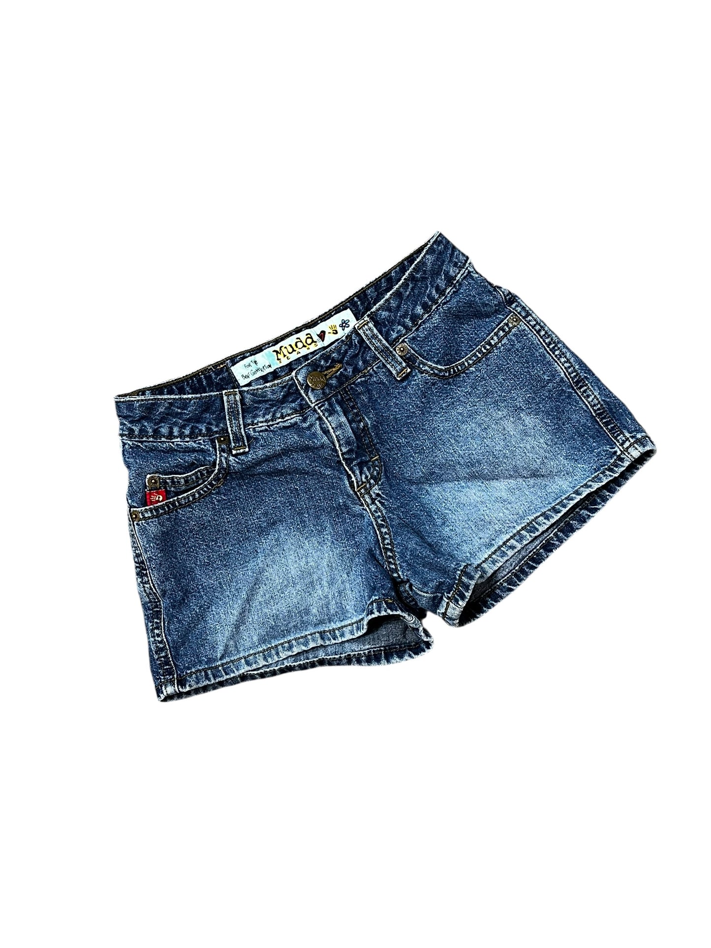 25" - Mudd Y2K Handprint Mini Jean Shorts