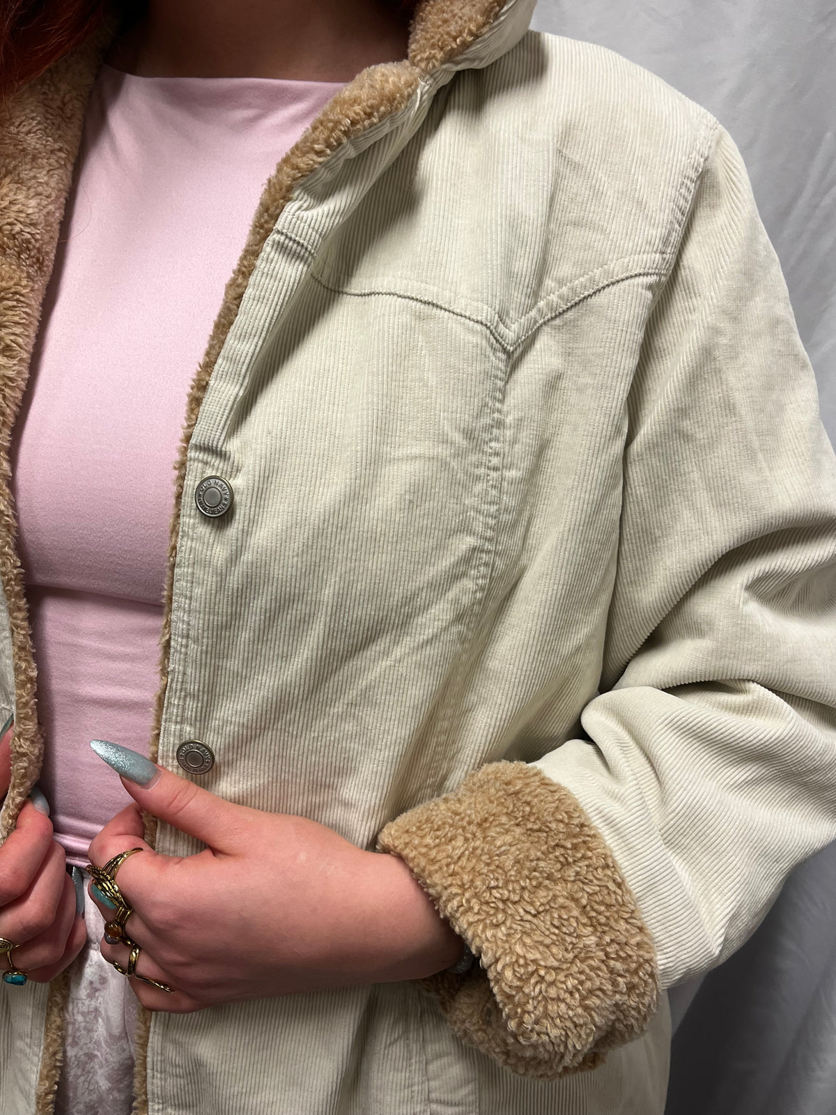 XXL - 2000s White + Sherpa Lined Chore Jacket