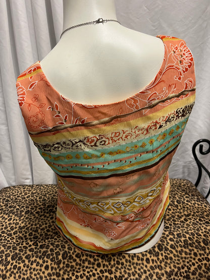 S - Y2K Mesh Overlay Patterned Top